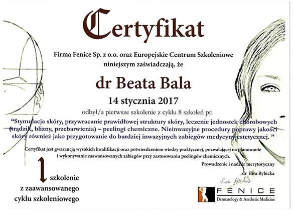 certyfikat stymulacja skóry